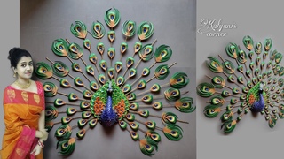 Peacock Wall Hanging Craft/Clay Mural/Amazing Wall Hanging Craft Ideas/Cardboard crafts/Wall decor