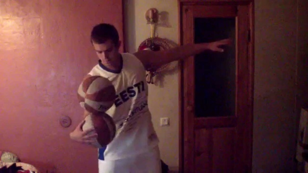 Freestyle with two basketballs at