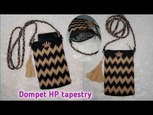 tutorial membuat dompet rajut tapestry dompet hp motif