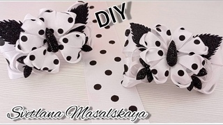 Бантики в горошек своими руками в виде бабочек.Bows in polka dots by hand in the form of butterflies
