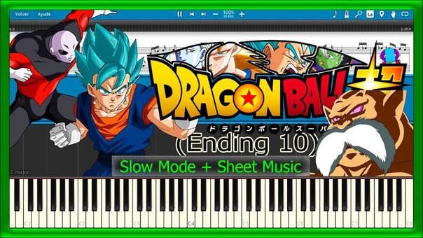 70cm Shihou no Madobe ED10 Dragon Ball Super Slow + Sheet Music ( Piano