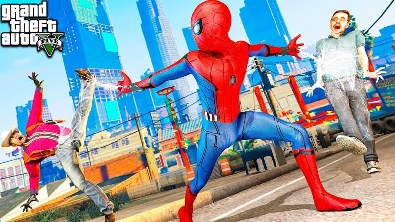 ЧЕЛОВЕК ПАУК ЛОВИТ ПРЕСТУПНИКОВ В ГТА 5 МОДЫ SPIDER MAN ОБЗОР
