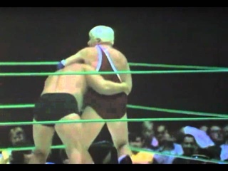 The Crusher vs Blackjack Mulligan and Pretty Boy Bobby Heenan.