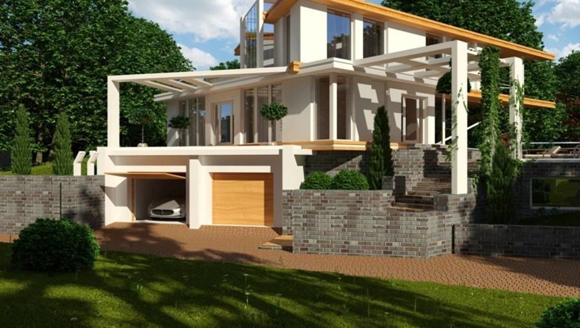 Вилла в стиле хай тек с гаражом в цокольной зоне