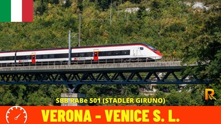 Cab Ride Verona - Venice Santa Lucia (Milan–Venice Railway - Italy) train driver’s view in 4K